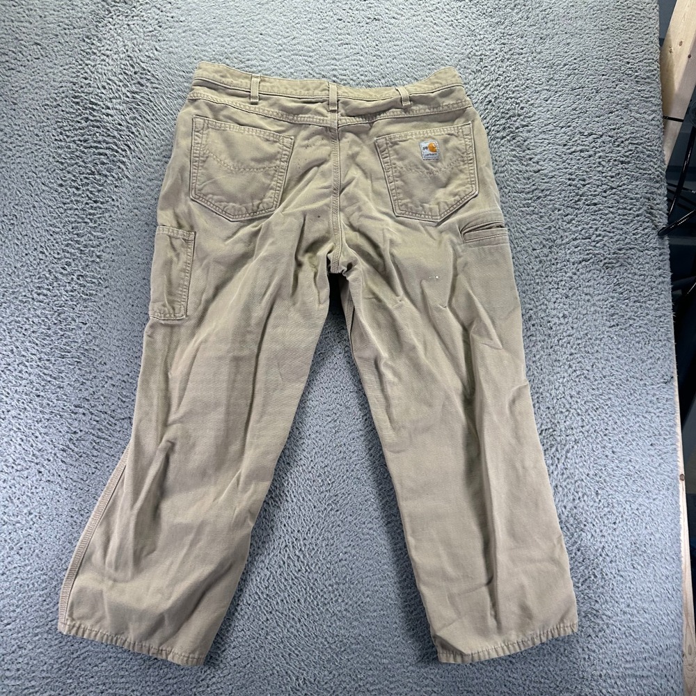 Carhartt Flame Resistant Pant Mens 38x27 Brown Cotton Carpenter Straight Travel - Picture 8 of 14